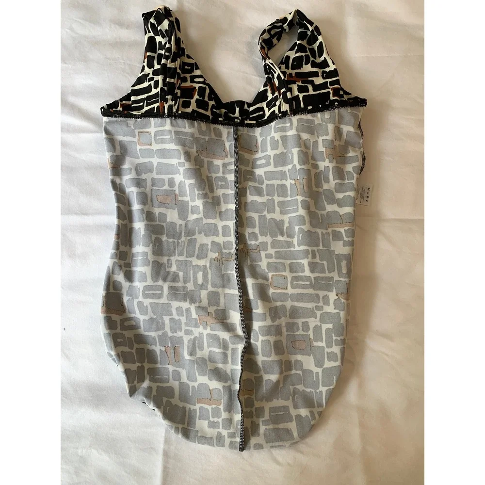 Lands End Slender Suit Grecian Adjustable Geometric One Piece Bathing Suit / 12P